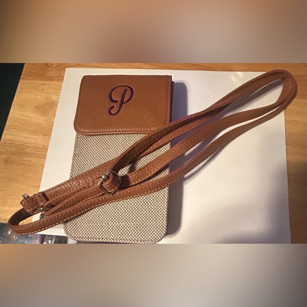 Brown and Cream Crossbody Bag by Thirty One